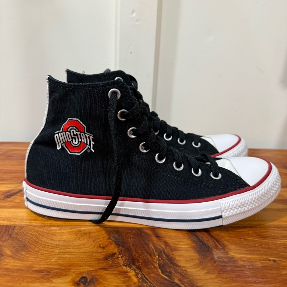 Converse All Star Chuck Taylor Black Ohio State OSU Buckeyes Hi Top Sneakers